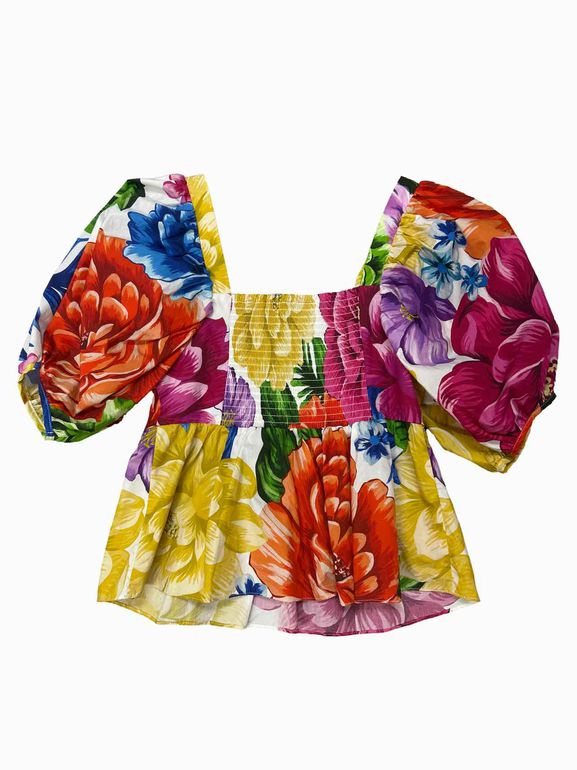 ANTHROPOLOGIE FARM RIO RAINBOW CHITA TOP SIZE: S
