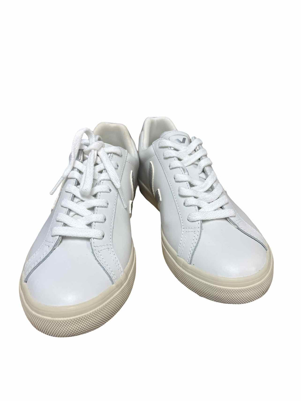 VEJA ESPLAR EXTRA WHITE SILVER LEATHER SNEAKER TRAINER SIZE: 8