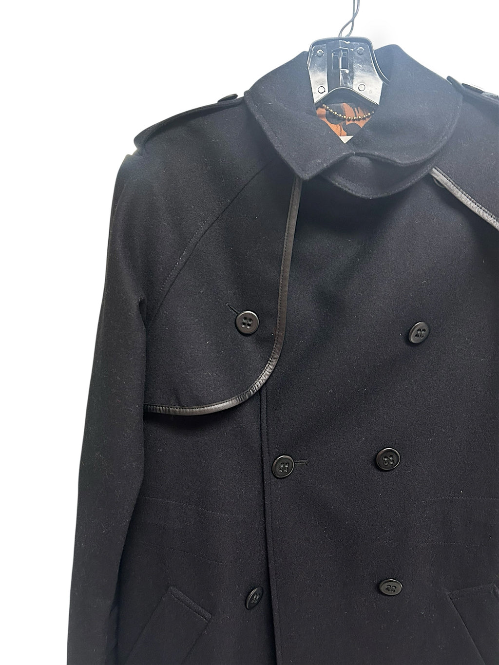 COACH CONVERTIBLE WOOL TRENCH COAT 3 IN 1 BLACK SIZE 0