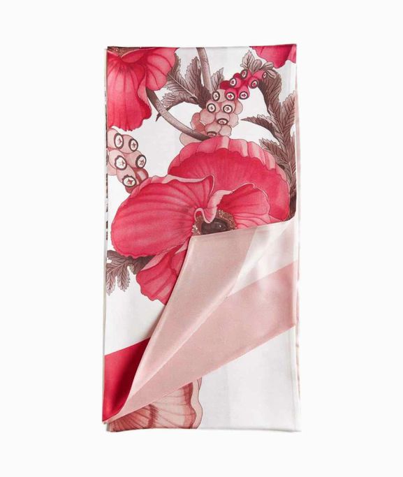 FERRAGAMO NWT BANDEAU POPPIES 100% SILK SCARF
