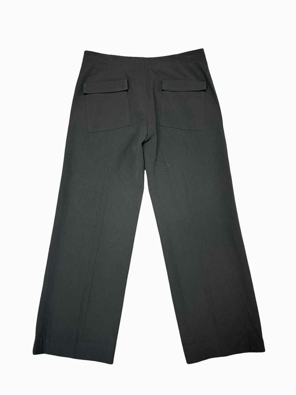 HELMUT LANG HIGH-RISE WIDE LEG WOOL BUTTON-FRONT SIZE: 4