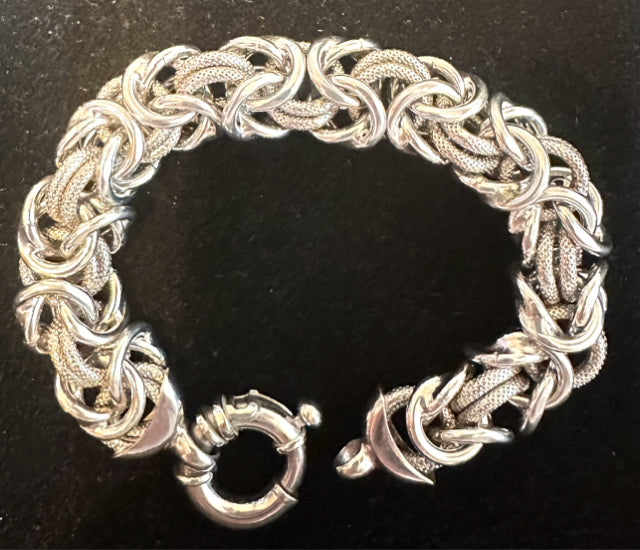 MILOR ITALY 925 STERLING BYZANTINE TEXTURED  LINK BRACELET 7.5"