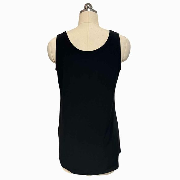 SYMPLI SLEEVELESS SCOOP NECK SPLIT HEM BLACK TUNIC TOP SIZE 8