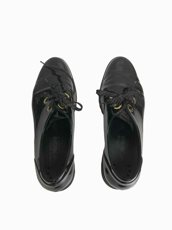 MEPHISTO SANCHA PATENT LEATHER LACE UP SIZE: 10