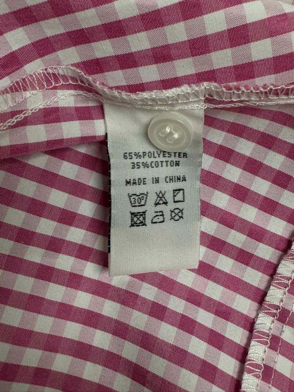 FOIL GINGHAM BUTTON UP TRAPEZE STYLE PINK/WHITE SHIRT SIZE 12