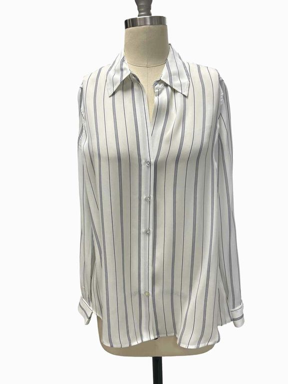 L'AGENCE  NINA STRIPED SILK BLOUSE SIZE: M