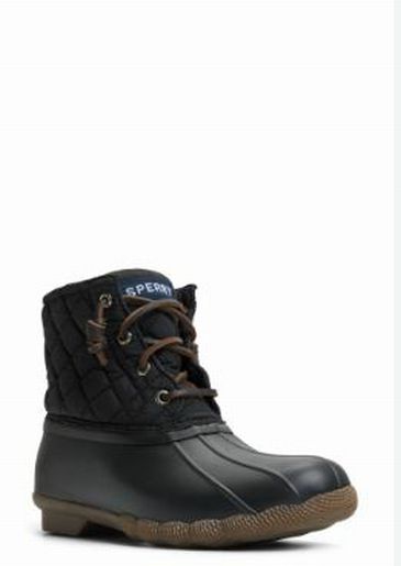 SPERRY NEW! SALTWATER QUILTED DUCK RAIN BOOT BLACK 8.5