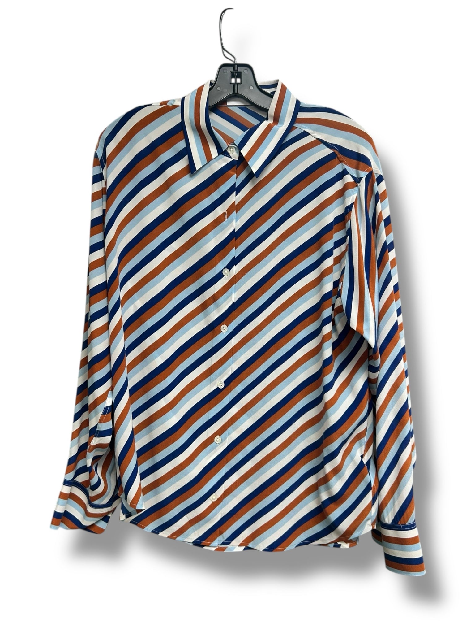 EQUIPMENT100% SILK DIAGONAL STRIPED BLOUSE MULTI COLOR SIZE LARGE