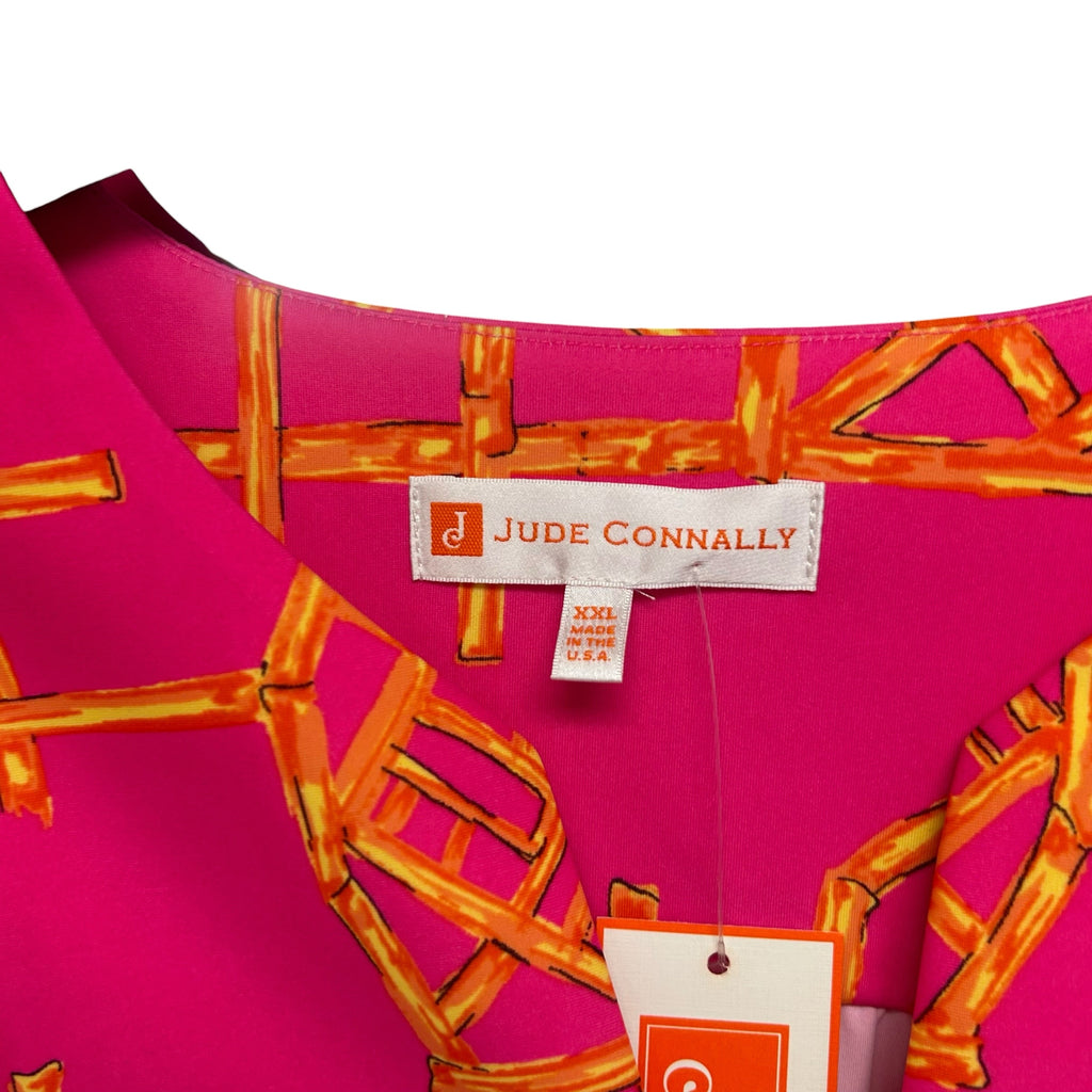 NWT JUDE CONNALLY KERRY BAMBOO LATTICE PINK SHEATH DRESS SIZE XXL