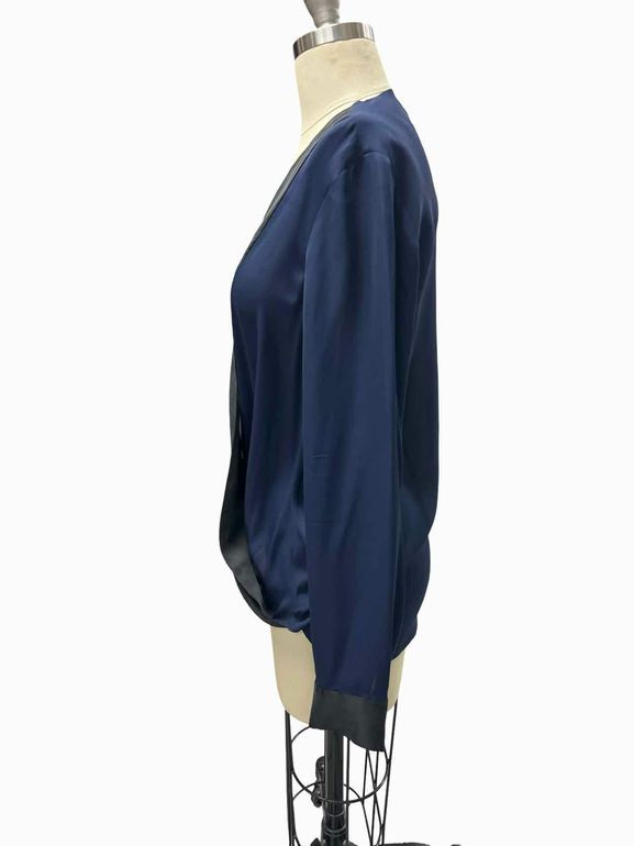 L'AGENCE KAYLA DRAPED SILK BLOUSE SIZE: M
