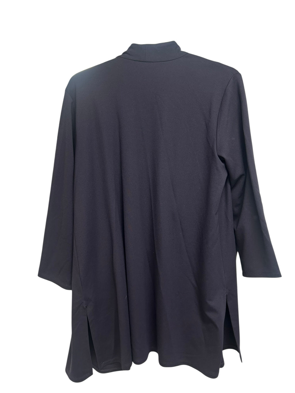 EILEEN FISHER NAVY TENCEL OPEN COLLARLESS KNIT CARDIGAN SIZE XL
