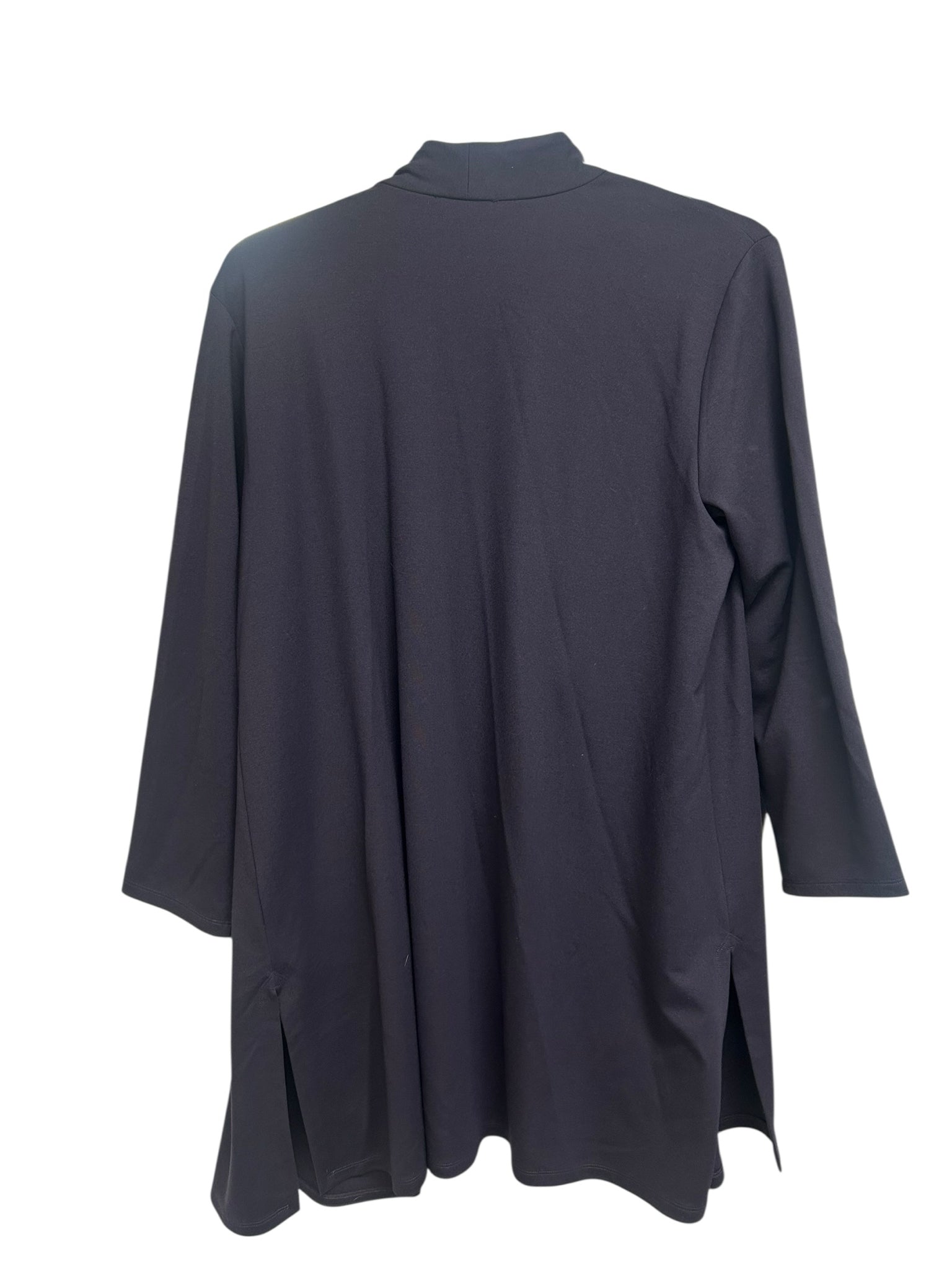 EILEEN FISHER NAVY TENCEL OPEN COLLARLESS KNIT CARDIGAN SIZE XL