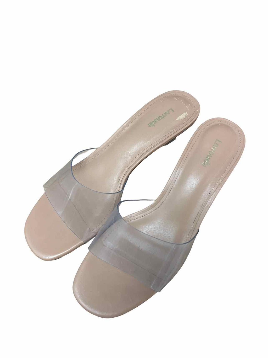 LARROUDE LUCITE VIVI SLIP ON KITTEN HEEL SIZE: 9