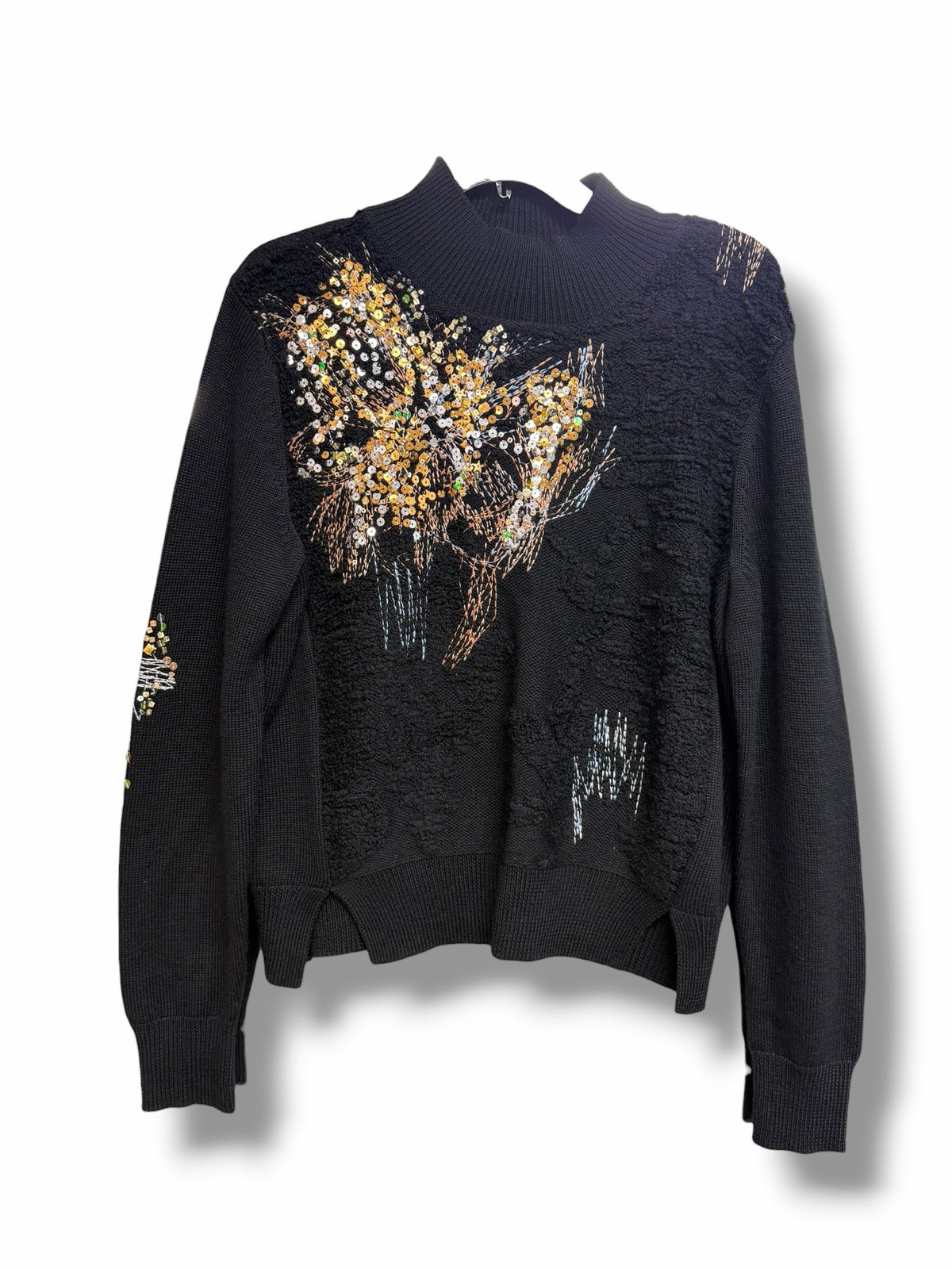 NWT ANTHROPOLOGIE KNITTED & KNOTTED FETE SEQUIN MOCKNECK SWEATER LARGE