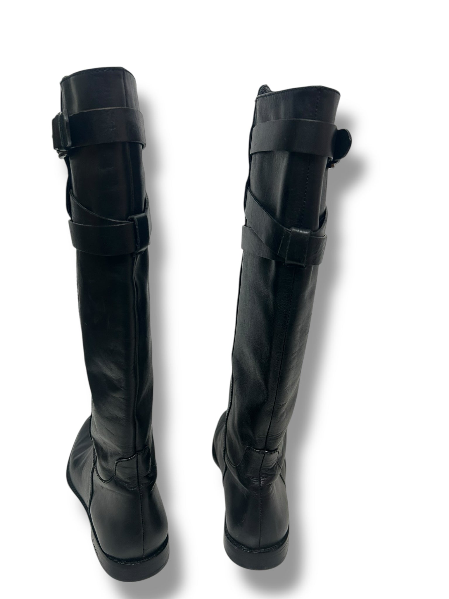 COACH CAYDEN BLACK LEATHER TALL RIDING BOOTS SIZE 8.5