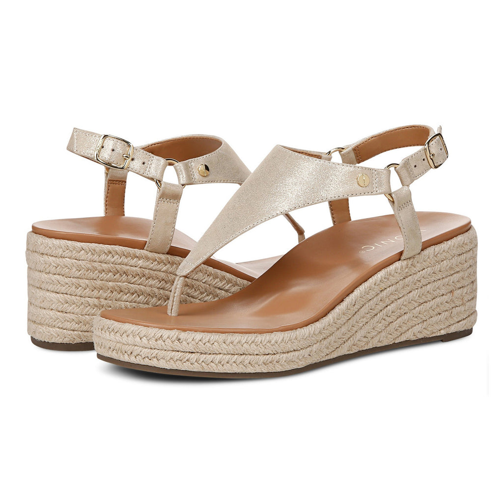 VIONIC NIB KIRRA GOLD ESPADRILLE WEDGE 7