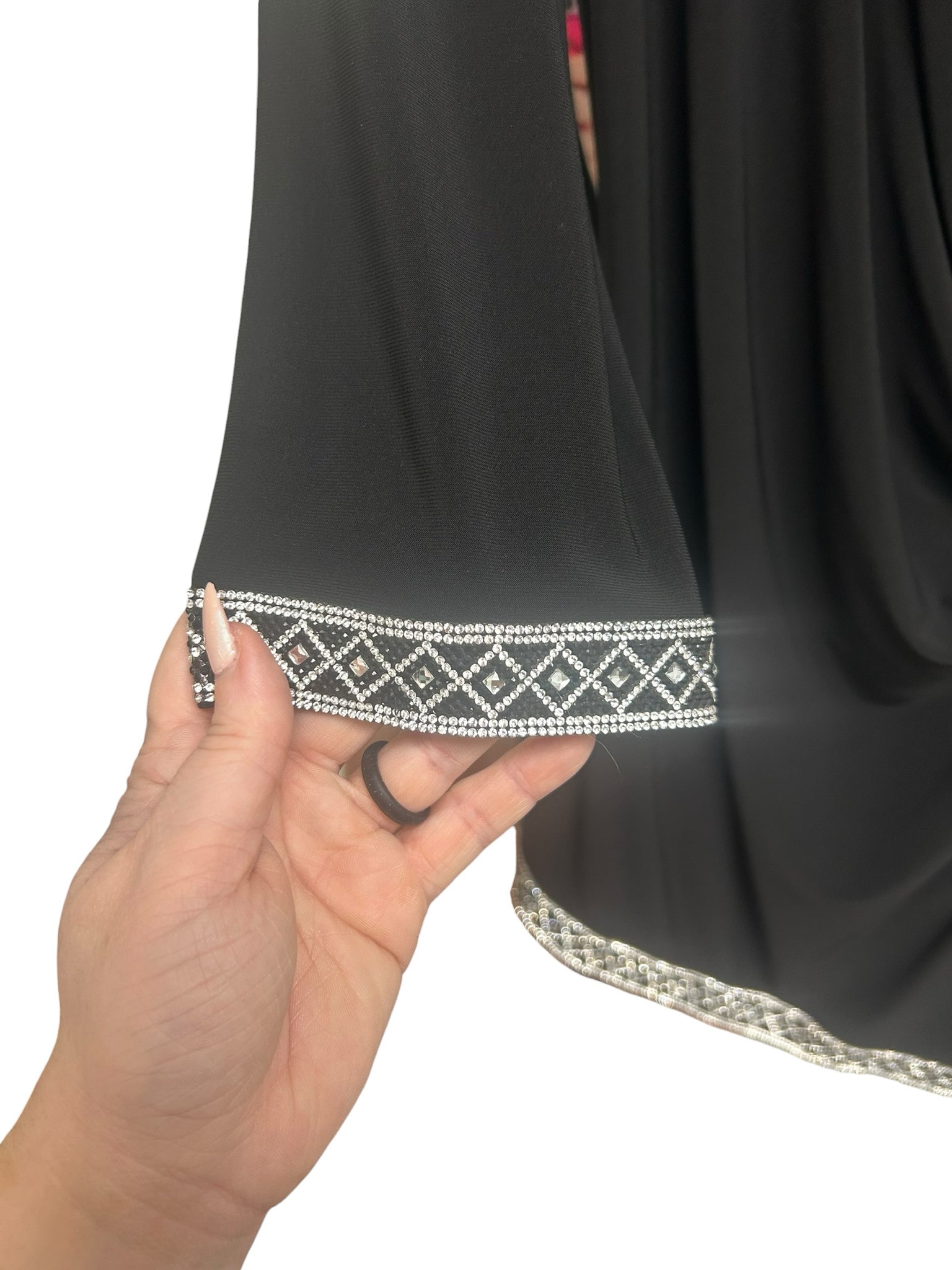 JOSEPH RIBKOFF184078 FAUX WRAP CRYSTAL EMBELLISHED TUNIC TOP SIZE 8