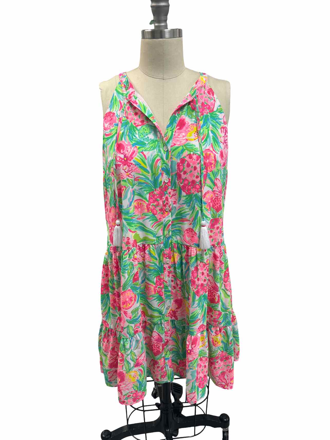 LILLY PULITZER CAROLANE FLORAL SLVLS SWING DRESS SIZE: S