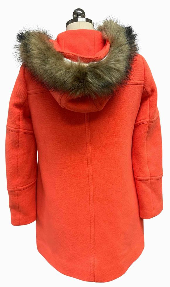 JCREW ITALIAN STADIUM CLOTH WOOL CHATEAU PARKA IN NEON TANGELO SIZE 2 PETITE