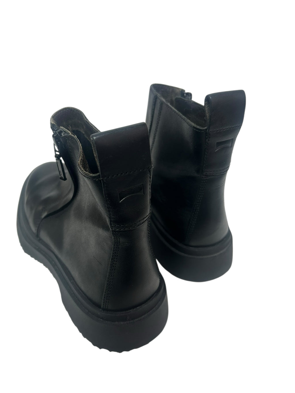 CAMPER BLACK LEATHER WALDEN CHELSEA CHUNKY ANKLE BOOTS SIZE 38 US 7.5
