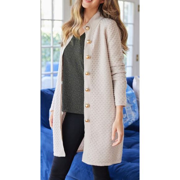 STS SAIL TO SABLE WOOL HONEYCOMB BEIGE LONG CARDIGAN SIZE XXL