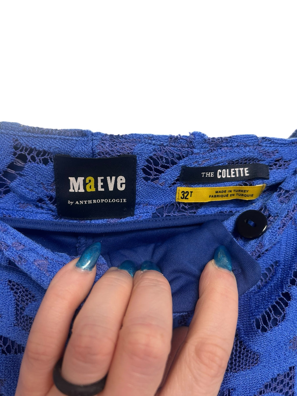 ANTHROPOLOGIE MAEVE THE COLETTE LACE CROPPED WIDE VICTORIAN BLUE LACE PANTS