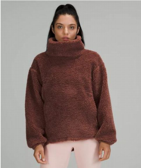 LULULEMON WARMTH & RESTORE SHERPA PULLOVER IN SMOKY TOPAZ SIZE 8