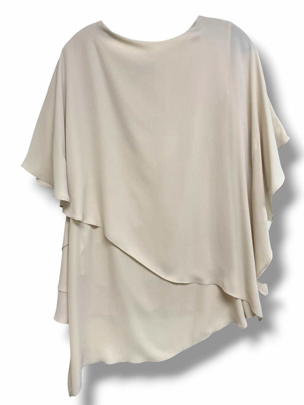 JOSEPH RIBKOFF CREAM CHIFFON JEWEL NECK LAYERED BLOUSE SIZE 12