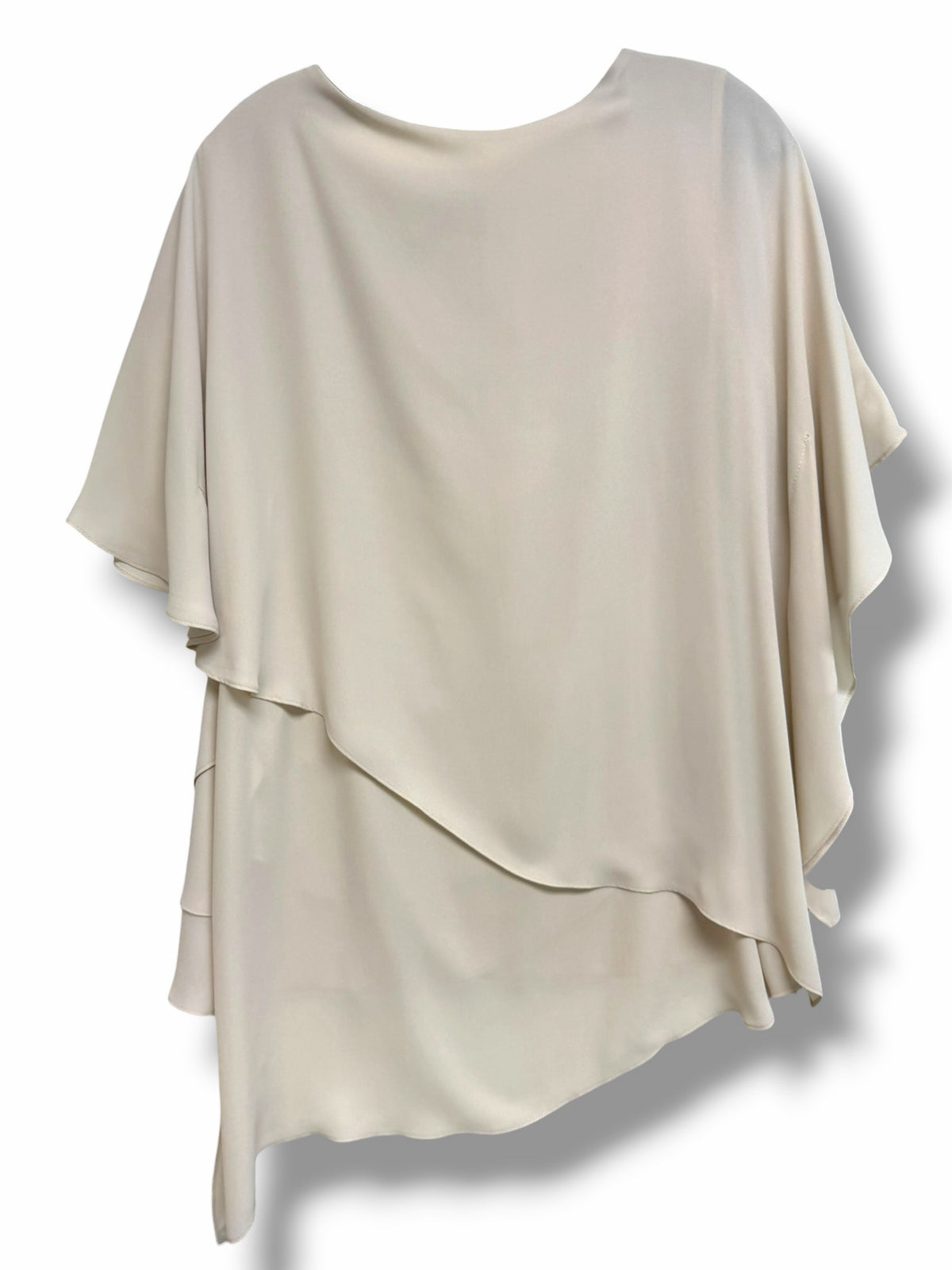 JOSEPH RIBKOFF CREAM CHIFFON JEWEL NECK LAYERED BLOUSE SIZE 12