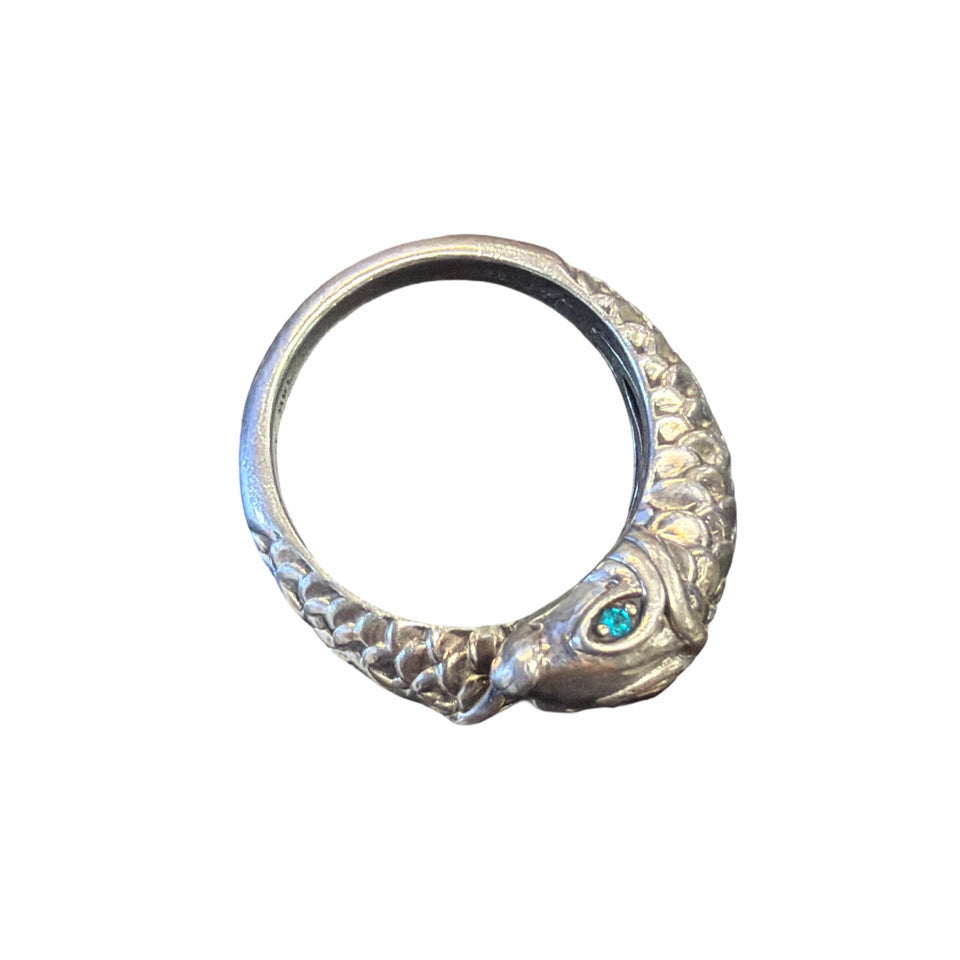JAI JOHN HARDY 925 & 14K GOLD ANDAMAN SEA KOI FISH BYPASS RING SIZE 8