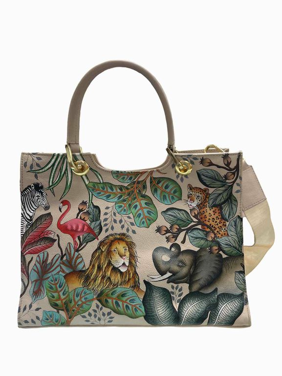 ANUSCHKA MEDIUM SATCHEL HANDPAINTED AFRICAN ADVENTURE
