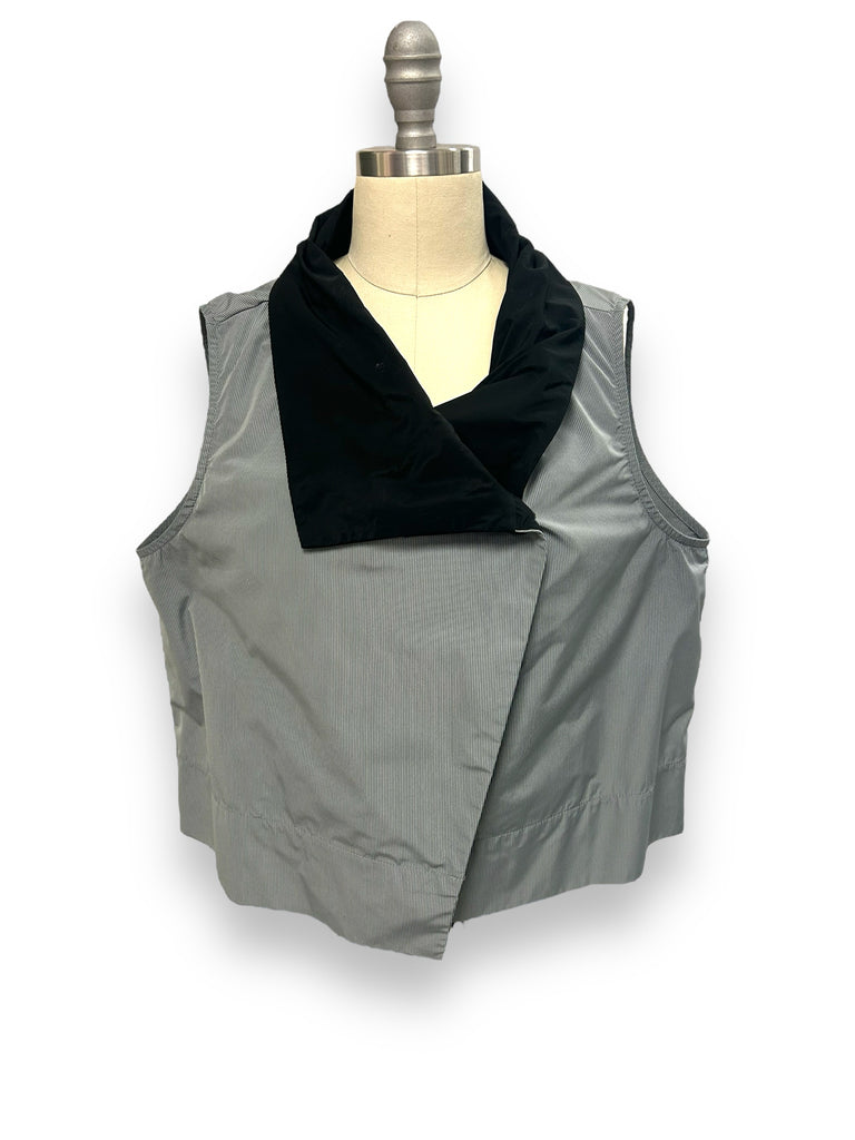 SUN KIM RAPHAEL JACQUARD VEST TOPPER GRAY PINSTRIPE SIZE SMALL