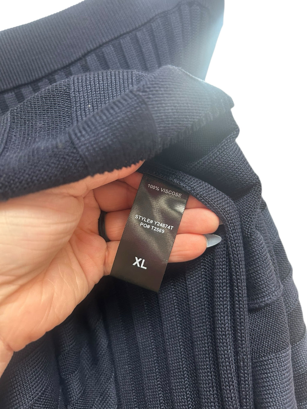 TUCKERNUCK ARION KNIT PLEATED NAVY BLUE MIDI SKIRT SIZE XL