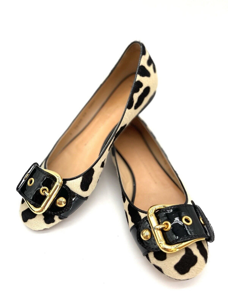 VERO CUOIO GIUSEPPE ZANOTTI CALF HAIR FLATS BLACK/CREAM 4