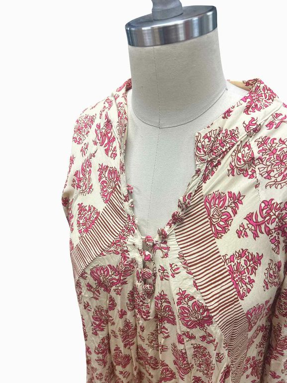 NATALIE MARTIN FIORE CYPRUS PINK BATICK PRINT WESTERN BOHO DRESS XS