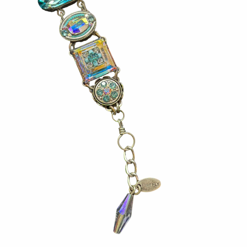 FIREFLY "LA DOLCE VITA" #3036-TQ SWAROVSKI & CZECH GLASS SILVER PLATED BRACELET