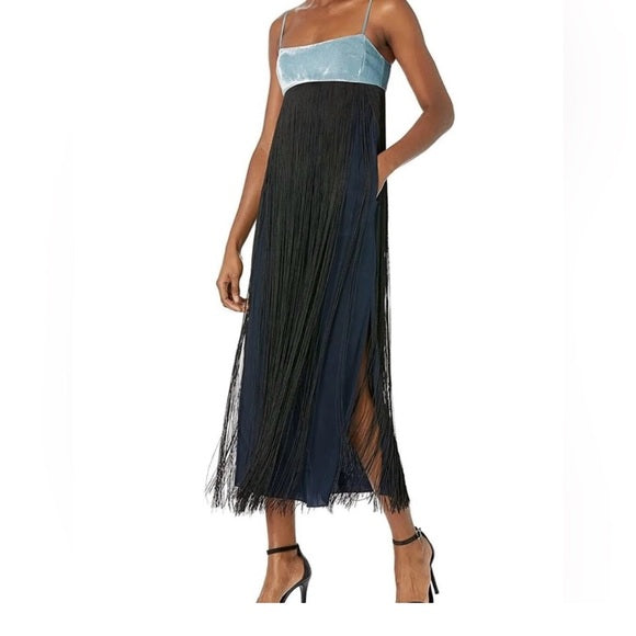 REBECCA TAYLOR NEW WITH TAGS FRINGE OVERLAY SLIP DRESS SIZE 12