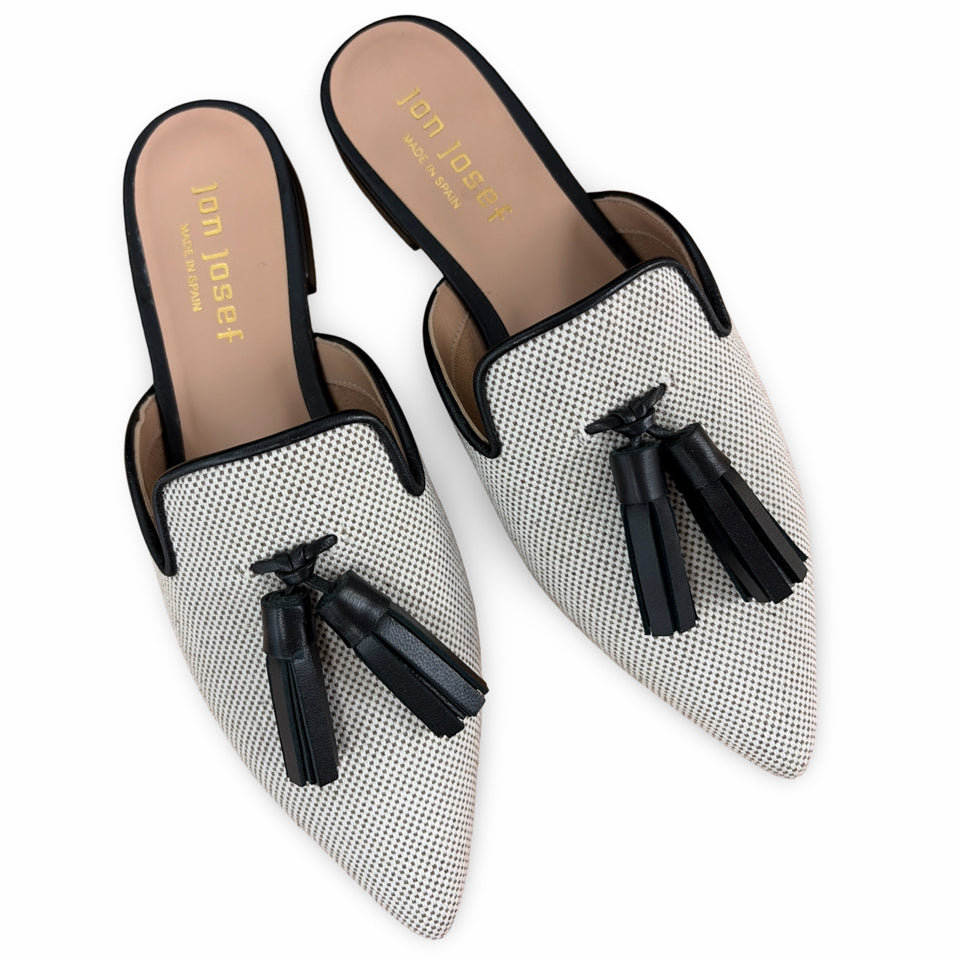JON JOSEF GISSEL TASSEL LINEN MULE SIZE 5