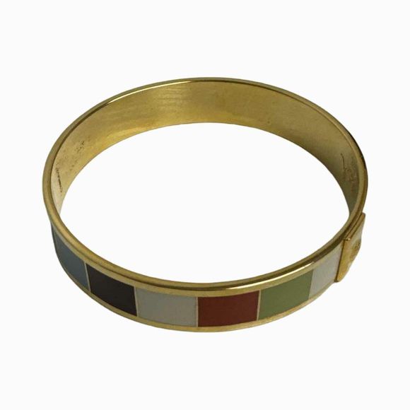 COACH LEGACY STRIPE GOLD TONE MULTI-COLOR BANGLE