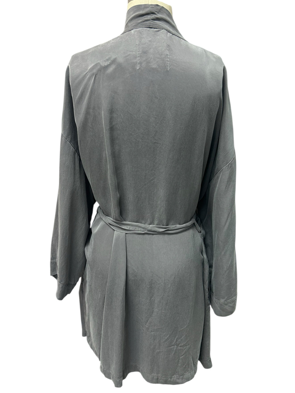 HAVEN SILKY BELTED ROBE KIMONO GRAY SIZE XL