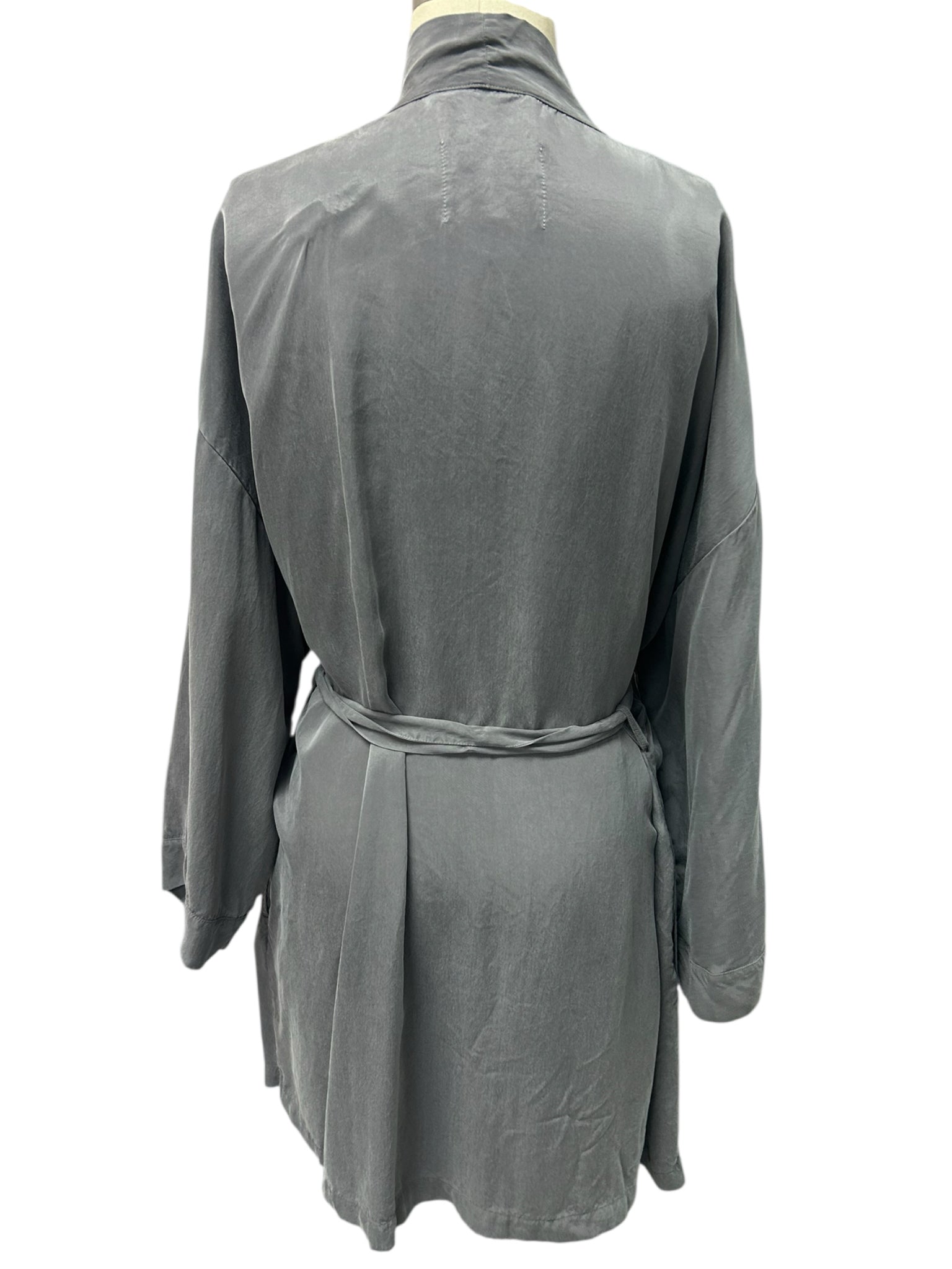 HAVEN SILKY BELTED ROBE KIMONO GRAY SIZE XL