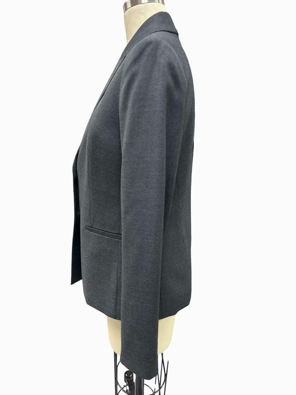 THEORY  NICHELLE WOOL BLEND MELANGE BASKETWEAVE BLAZER SIZE: 6