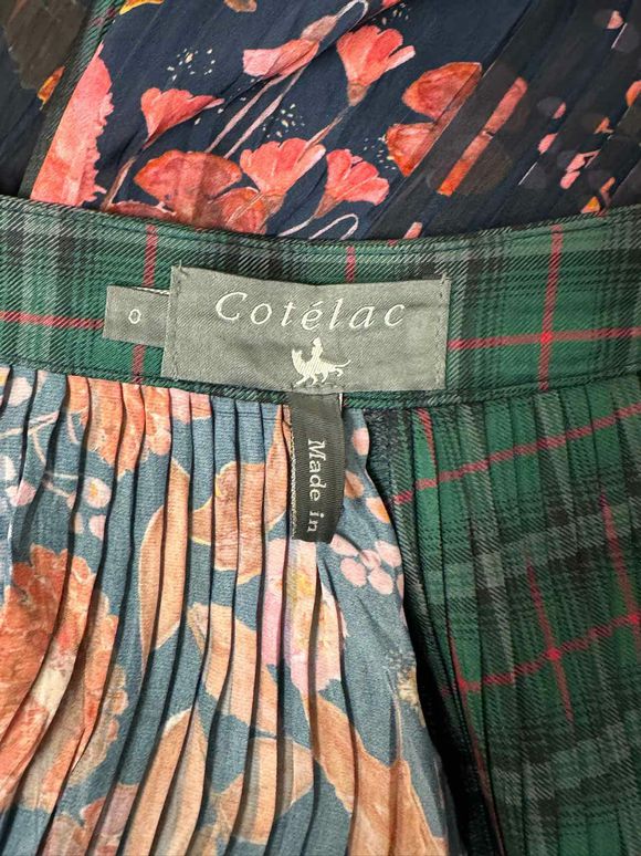 COTELAC ACCORDIAN PLEAT TARTAN MIDI MULTI-COLOR SKIRT SIZE XS