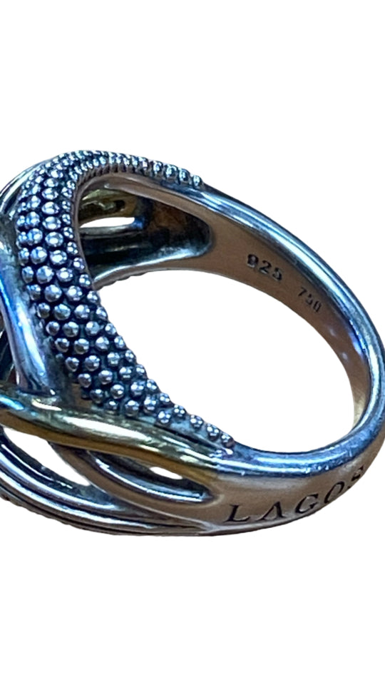 LAGOS STERLING SILVER 18K 925 CAVIAR LACED RING SIZE 7.5