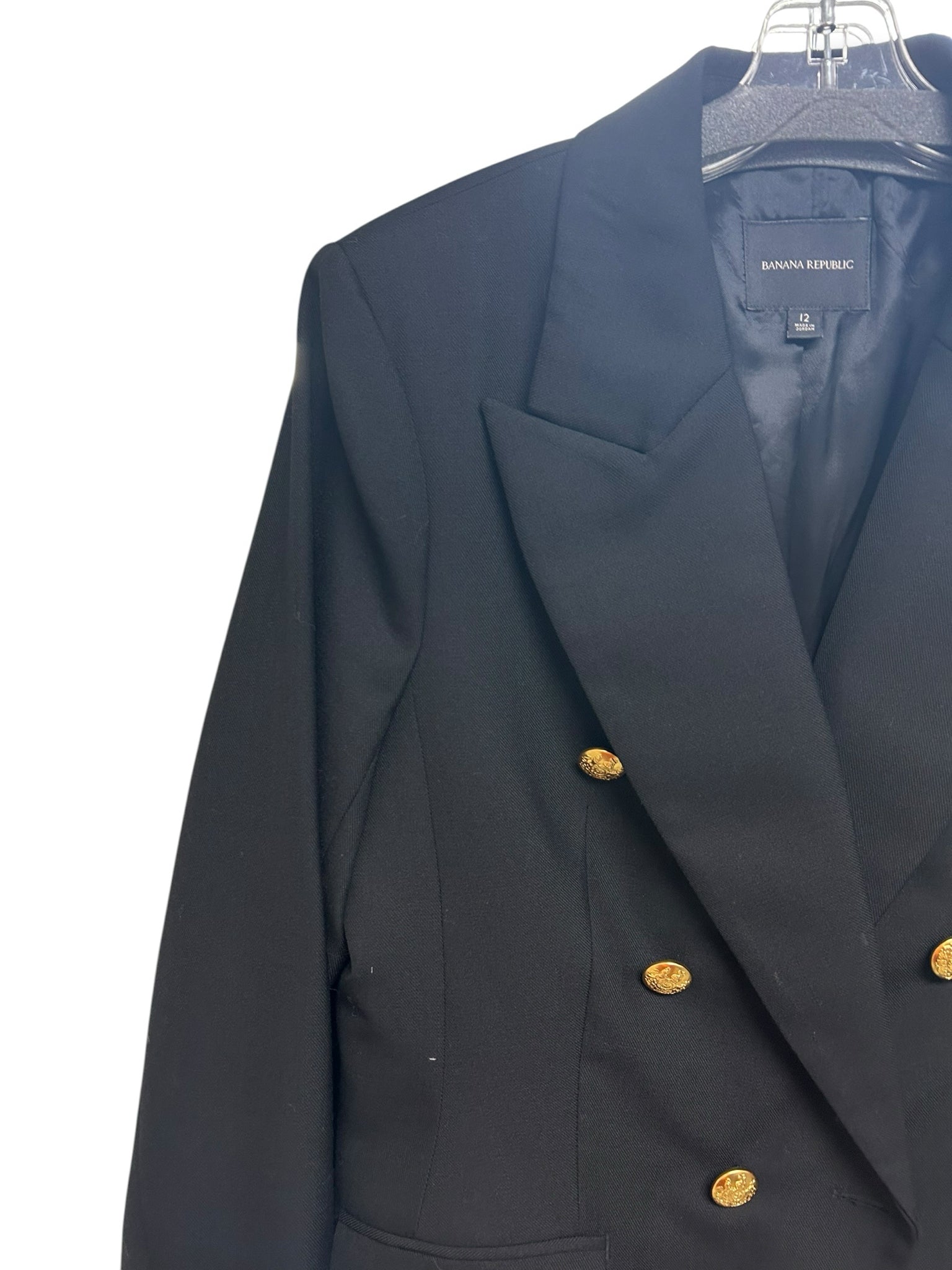 BANANA REPUBLIC DOUBLE BREASTED WOOL BLEND BLAZER BLACK SIZE 12