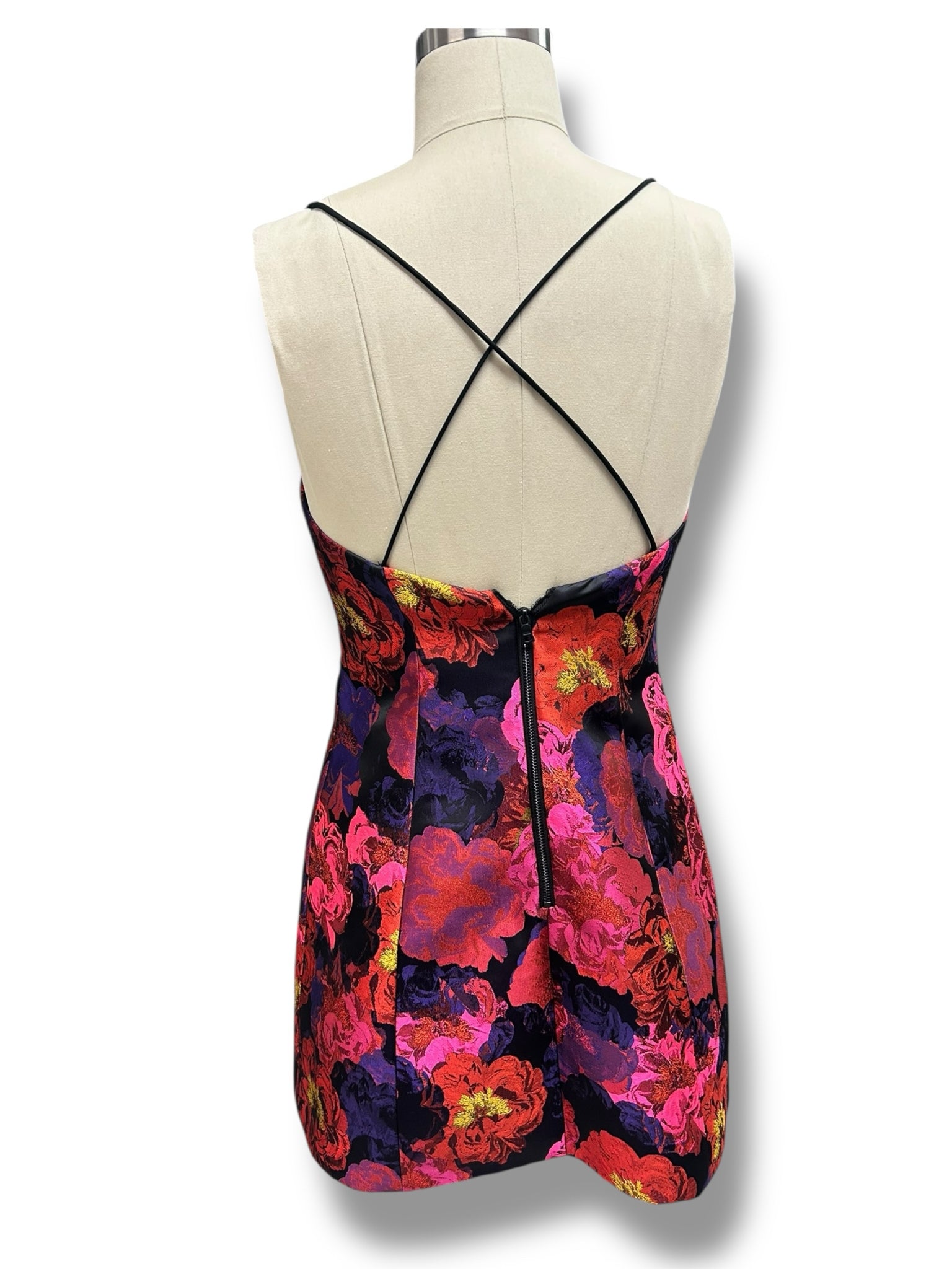 ALICE & OLIVIA TAYLA FLORAL JACQUARD MINI PINK DRESS SIZE 2