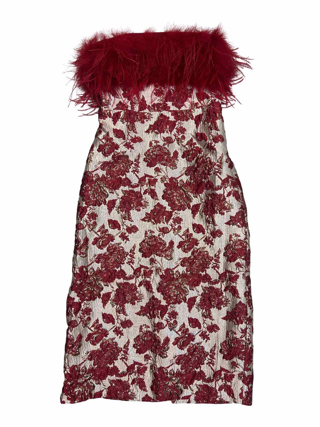 TUCKERNUCK HYACINTH HOUSE REINA JACQUARD FEATHER BODICE STRAPLESS DRESS SIZE: M