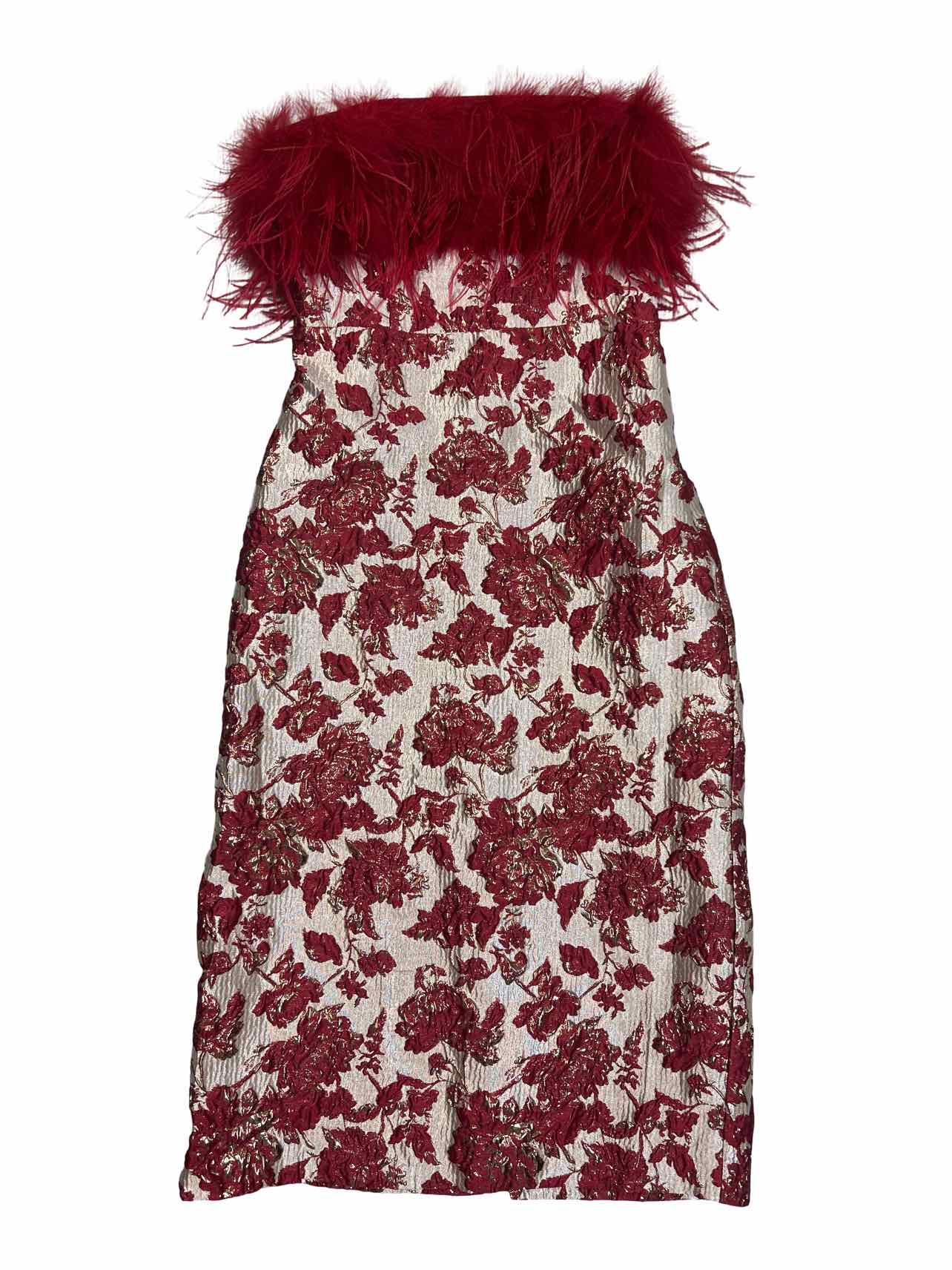 TUCKERNUCK HYACINTH HOUSE REINA JACQUARD FEATHER BODICE STRAPLESS DRESS SIZE: M
