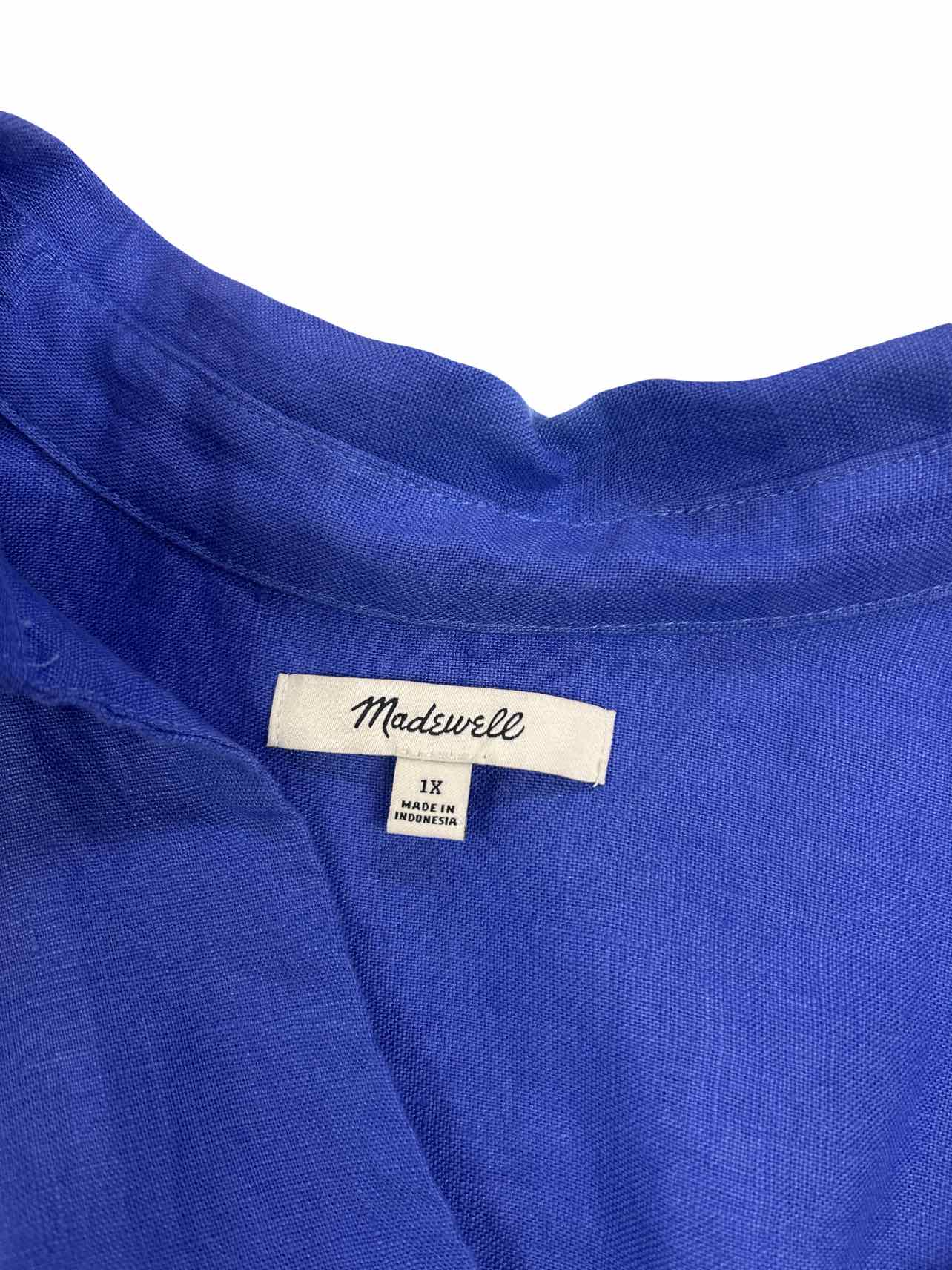 MADEWELL SPLIT NECK LINEN DRESS SIZE: 1X