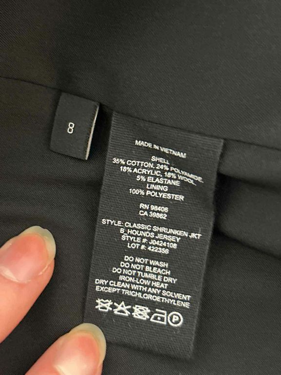 THEORY  CLASSIC SHRUNKEN HOUNDSTOOTH JERSEY BLAZER SIZE: 8